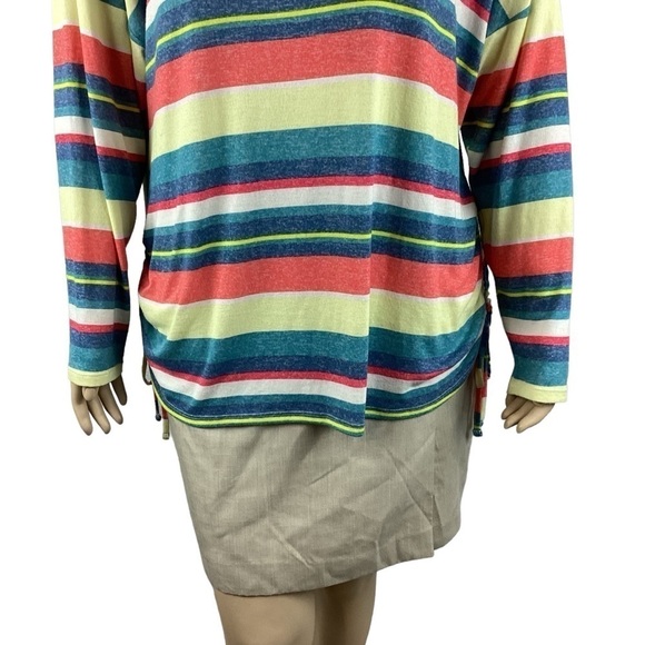 Lane Bryant Drop-Shoulder Tee with Ruched Side Size 22/24 Ava Stripes - Picture 3 of 7